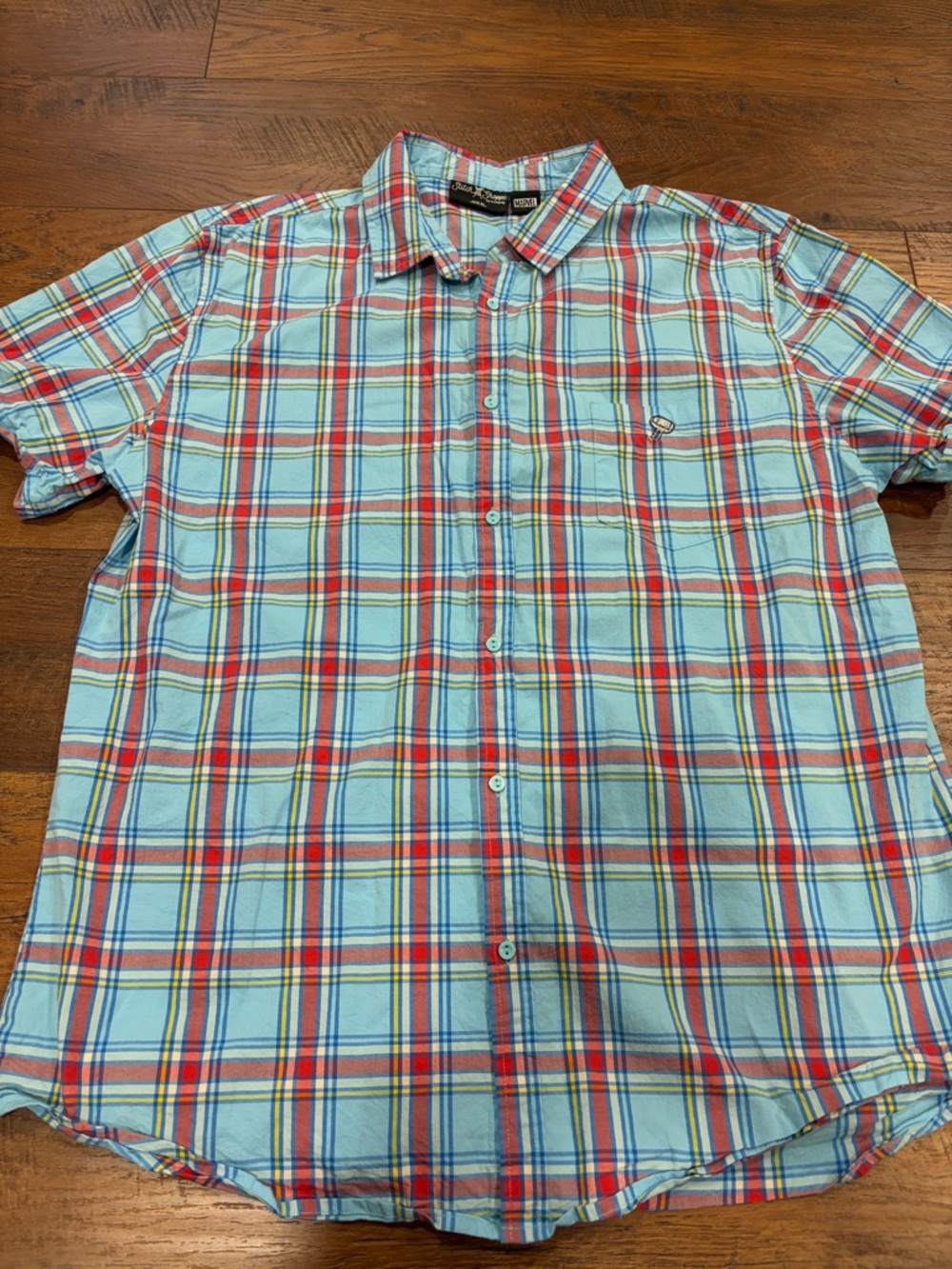 Marvel Stitch Shoppe Loungefly Thor Light Blue Plaid Short-Sleeve Men's Shirt
